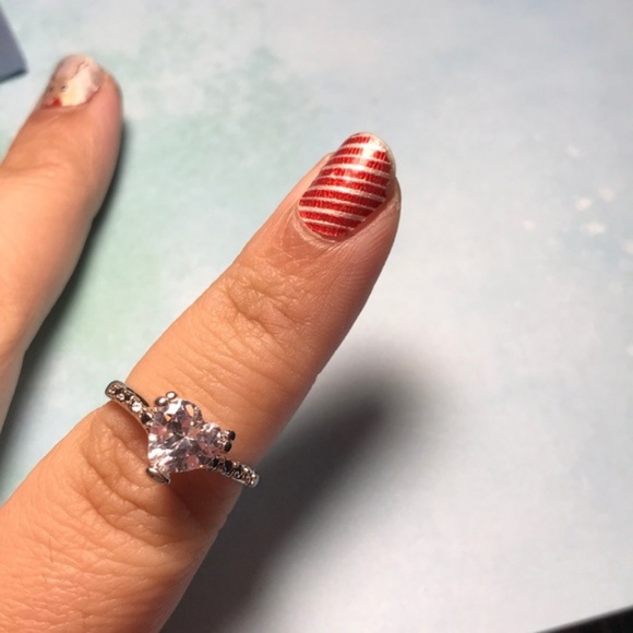 Aprilsplace Jewelry - Heart Diamond Promise Ring Silver Gift size 5.5